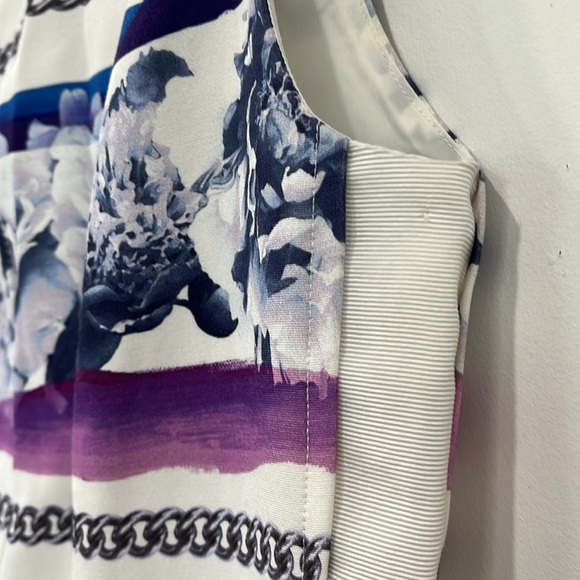Camilla and Marc Juniper Printed Silk Cotton White Striped Floral Zipper Dress 6 - Picture 10 of 16